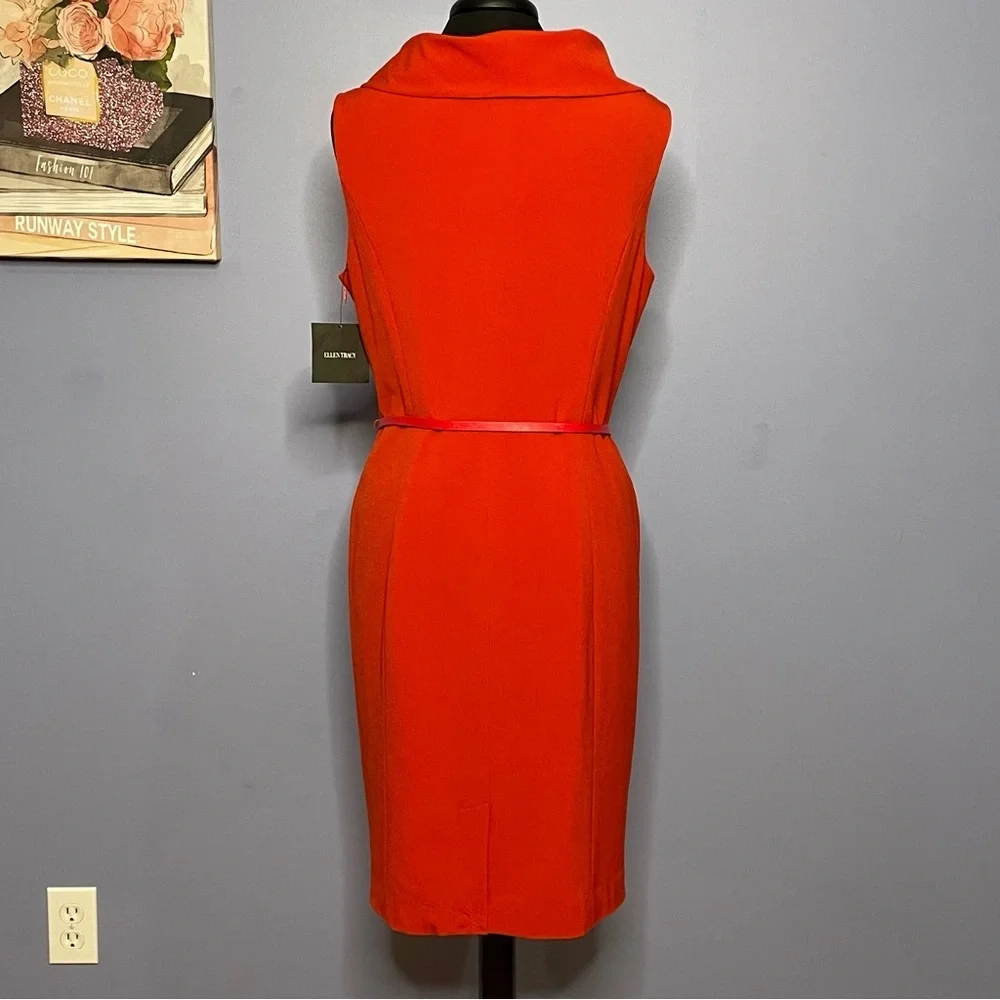 Ellen Tracy Red Sleeveless w/ Belt Women’s Dress Size 14 - Picture 8 of 11